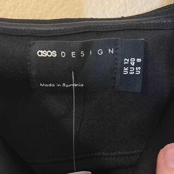 ASOS DESIGN scuba off the shoulder bow detail midi dress in black size 8 - Picture 9 of 13